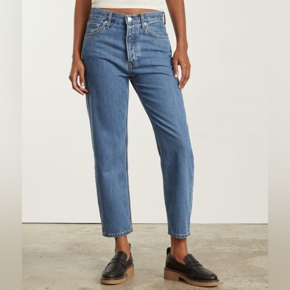 Everlane The Summer Slouch Jean Button Fly Straight Fit Medium Wash NWT